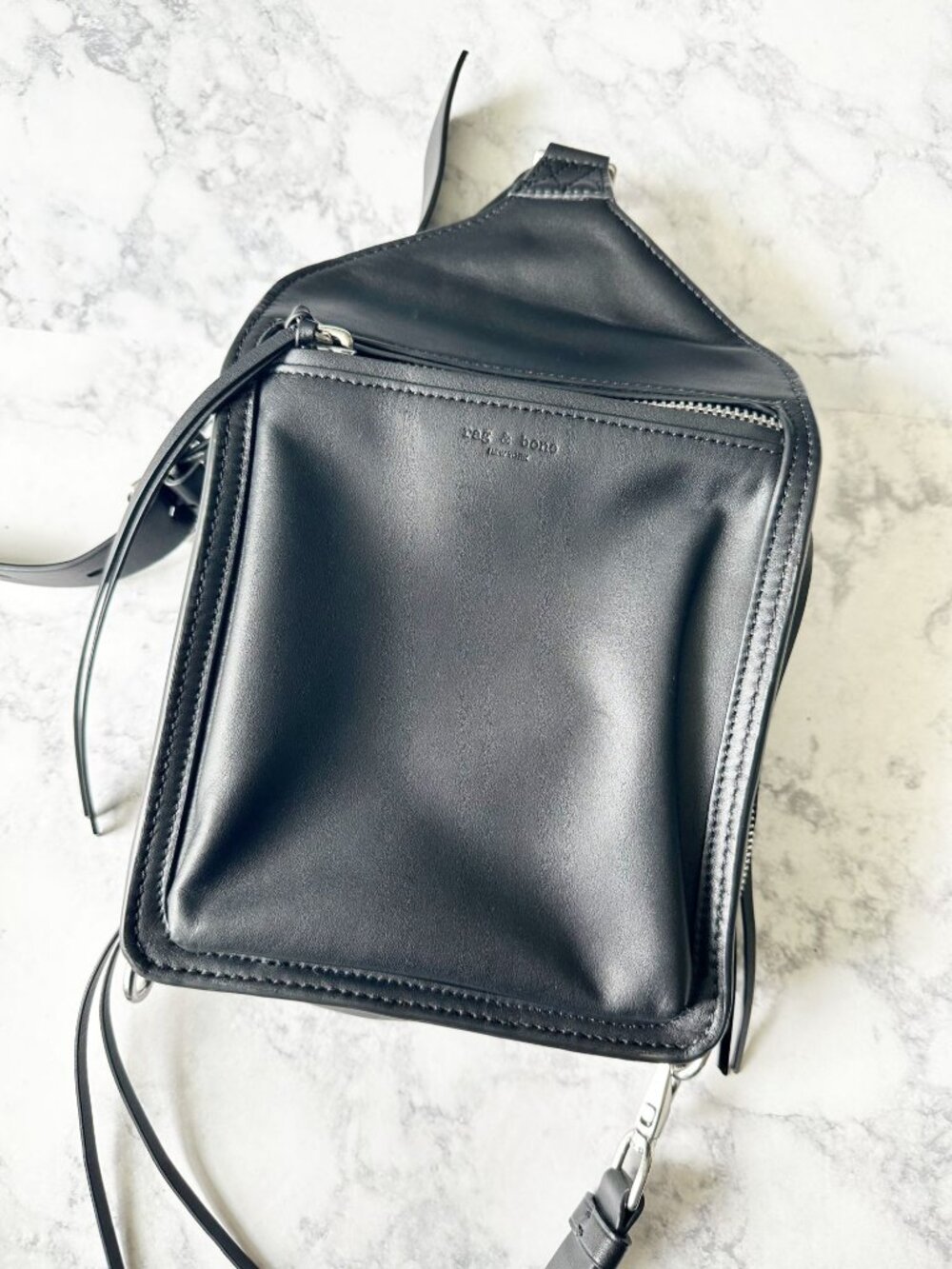 Rag & Bone Elliot Sling Bag in Black Smooth Leather - Picture 2 of 10